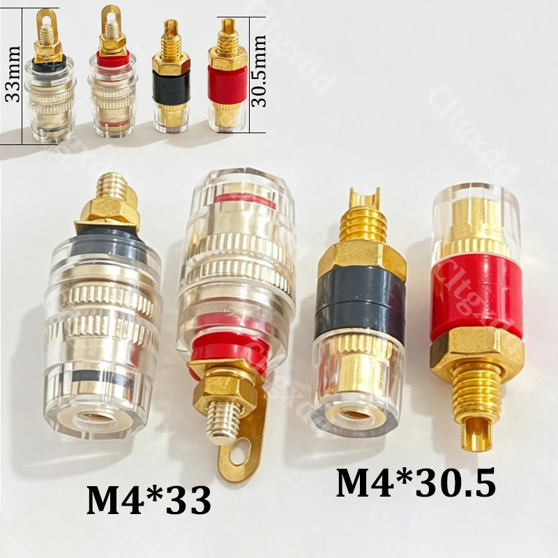 Cltgxdd 2 Stück Messingklemmen für 4-mm-Bananenstecker, CD-Audio-Lautsprecher, Anschlusskabel, Verstärker, Gewinde 31 mm/33 mm – Detail 1