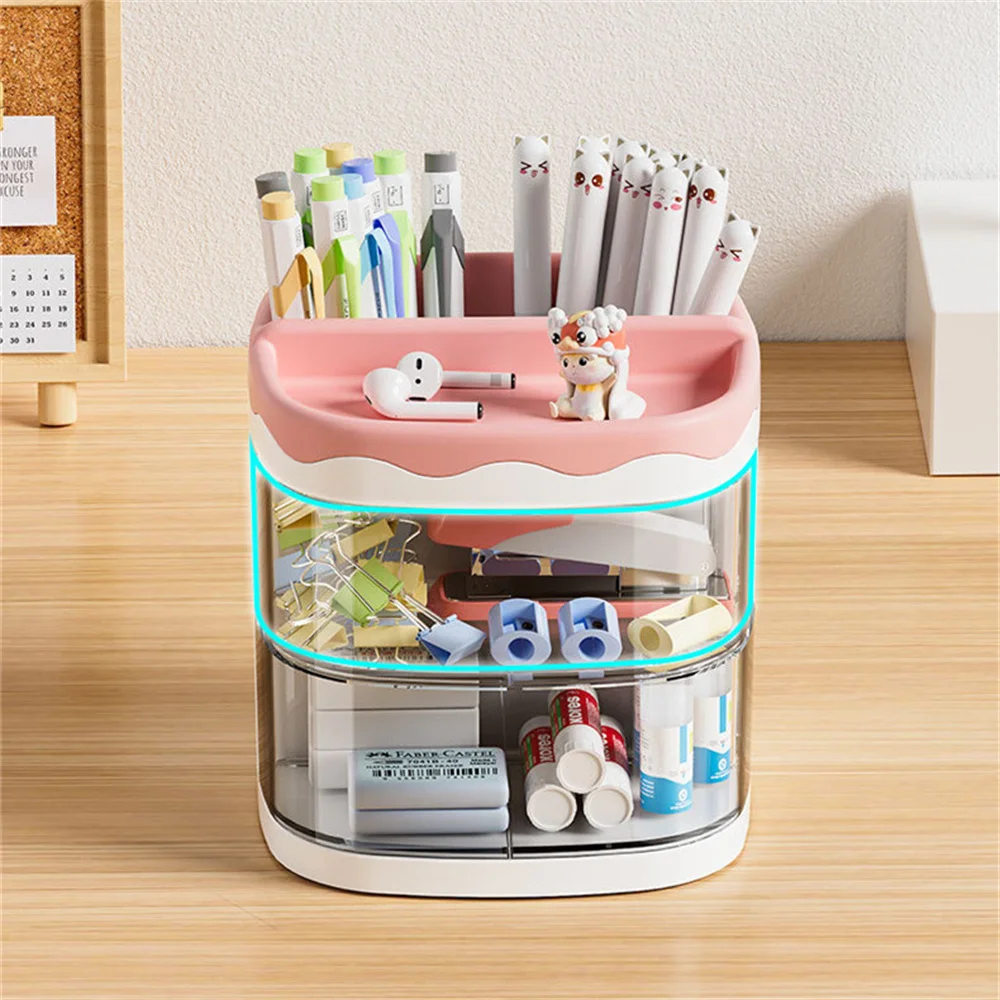 Practical Pen Holder Office Desktop Students Desk Pen Holder Simple Fashion Creative Cartoon Cute Transparent Pen Holder