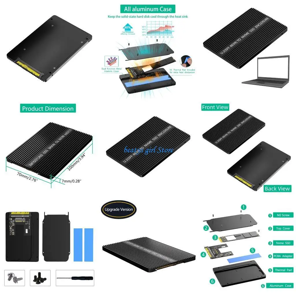 

C7AB SFF-8639 NVME U2PCB to M.2 M SSD Adapter Support 2230 2242 2260 2280 M.2 SSD