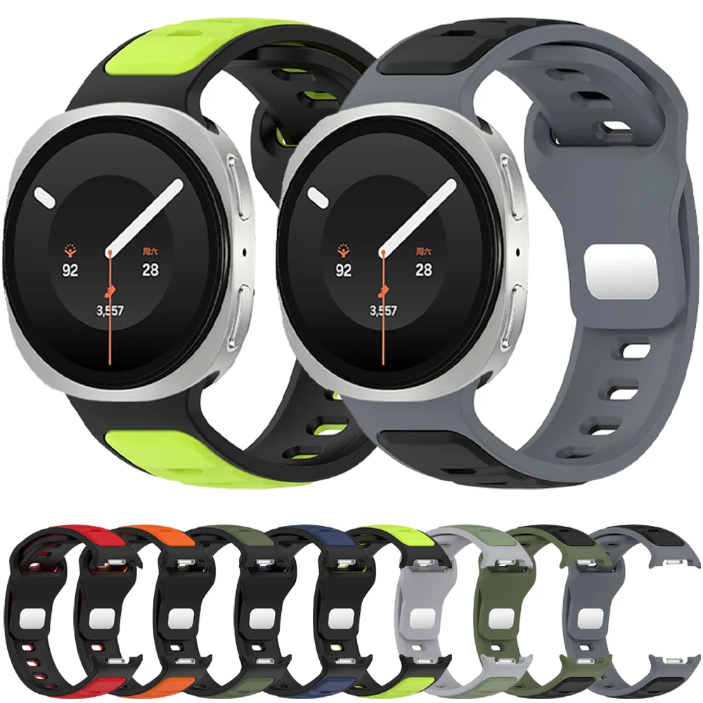 Two-Color Silicone Strap for Samsung Galaxy Watch 9 44mm 40mm Original Breathable Wristband for Watch 8/8 Classic 46mm Bracelet