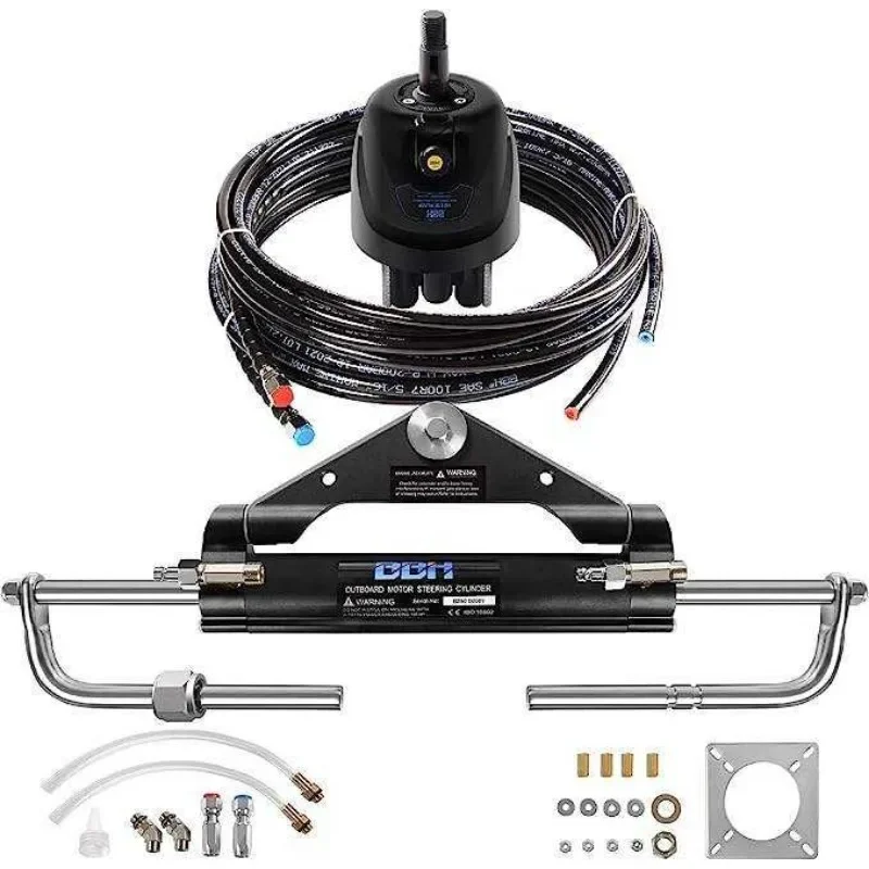 

BBH 150HP Boat Hydraulic Outboard Steering System Kit with Steering Wheel,Hydraulic Cylinder, Helm Pump and Tubing