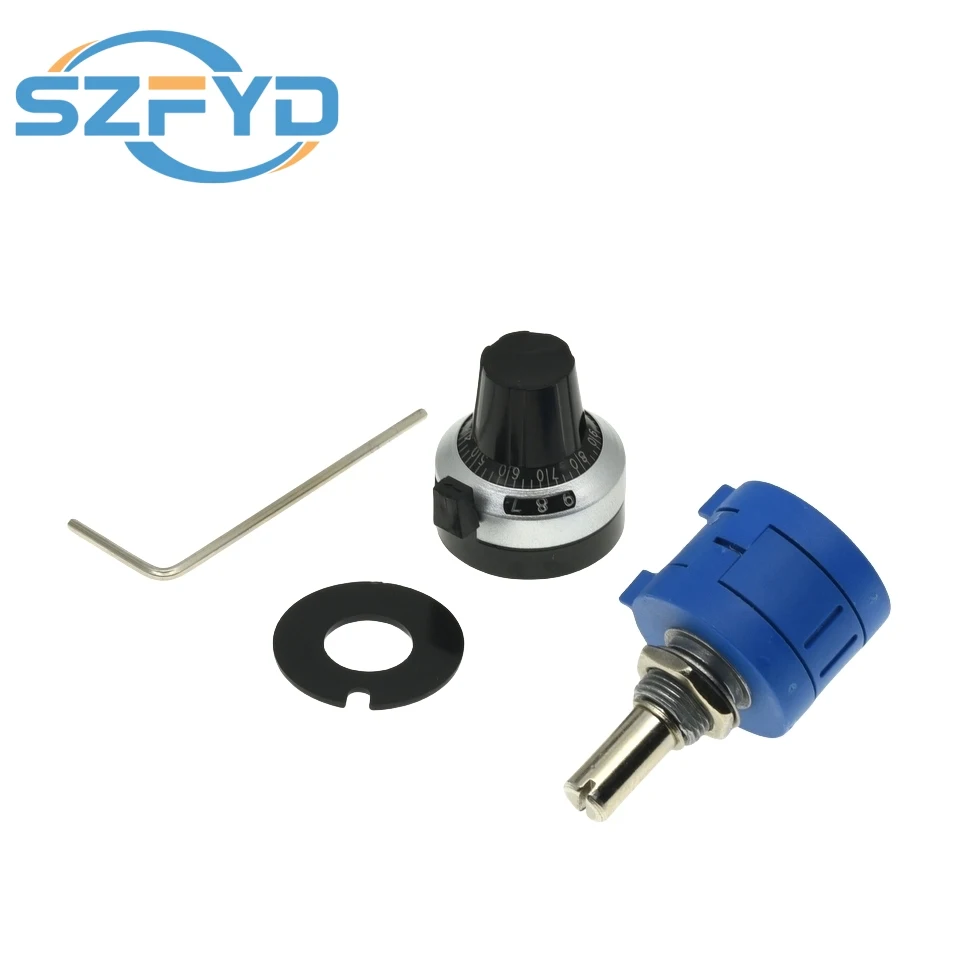 1set 3590S Precision Multiturn Potentiometer Kit - 10 Ring Adjustable Resistor + Rotary Knob & Counting Dial