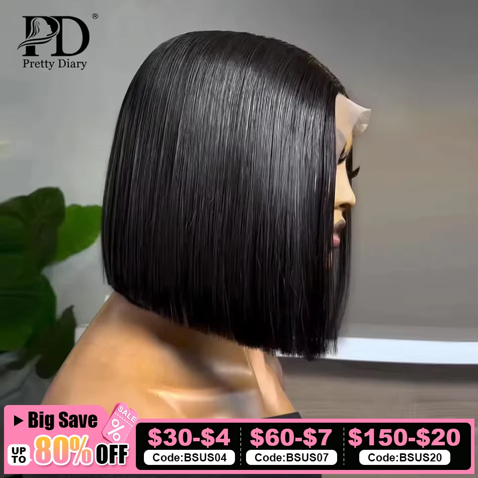 Brazilian 250% Bone Straight 13x4 Lace Front Wigs 13x6 Short Bobs Human Hair Frontal Wigs Pre Plucked 5x5 Closure Wig