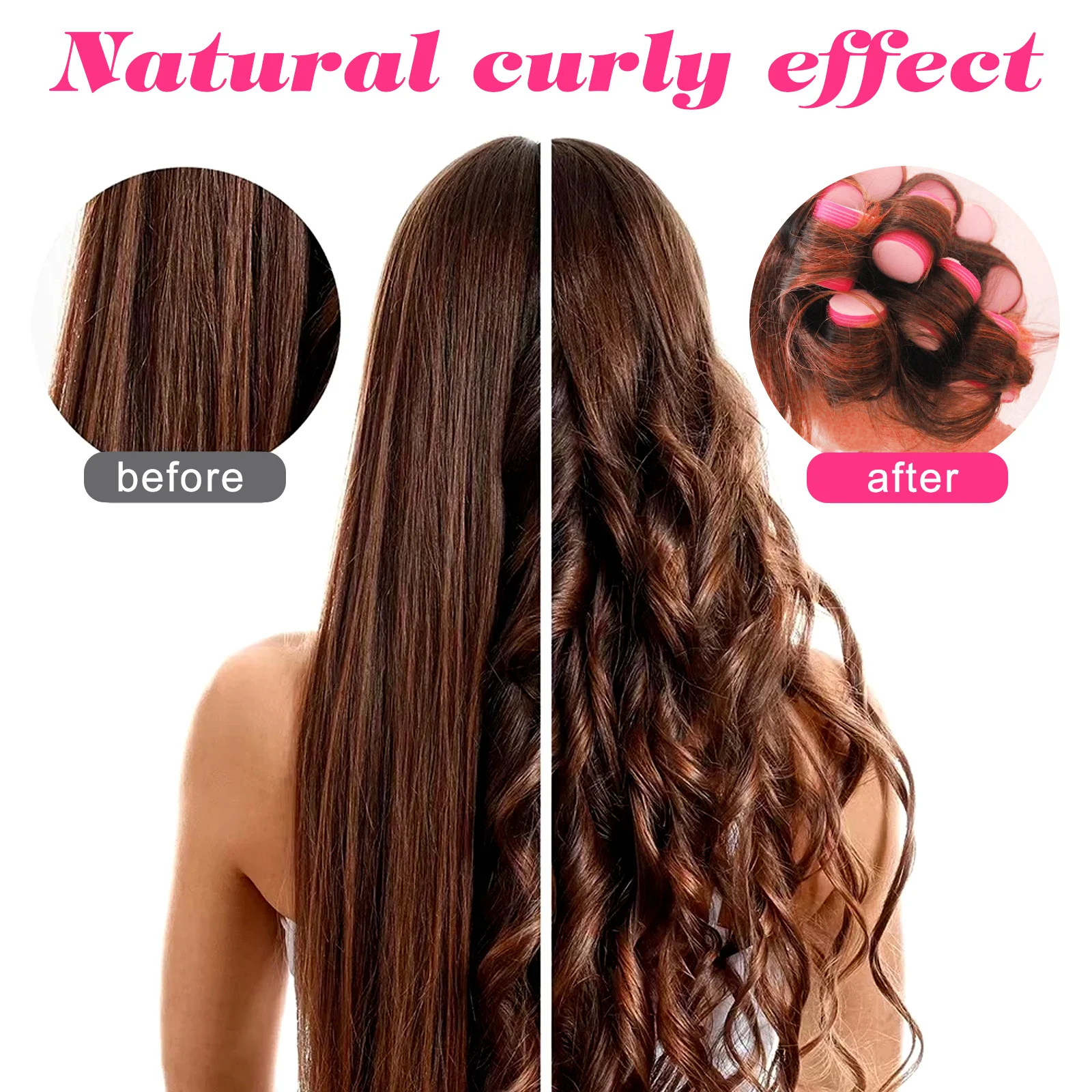 8 قطعة إسفنجة شعر ذاتية اللصق بكرو بكرات شعر مجموعة أداة تصفيف مؤقتة للنساء تجعيد الشعر الطبيعي سهل تصفيف الشعر بكرو