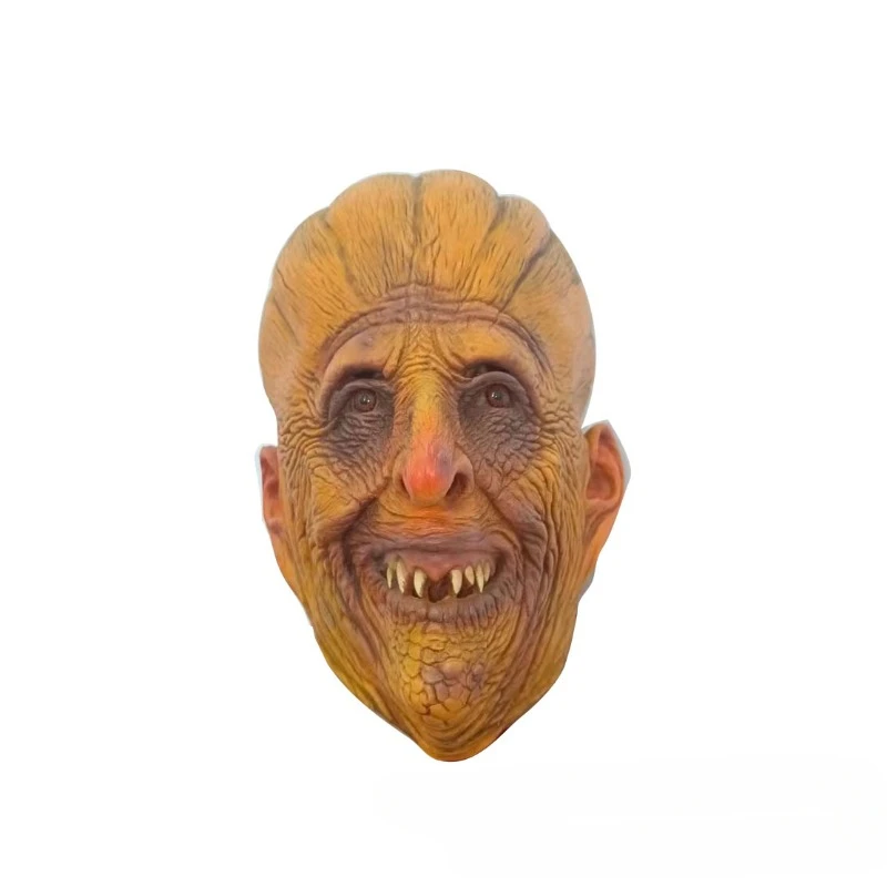 Halloween Scary Full Head Latex Mask Horrific Pumpkin Old Men Mask Cosplay Props Beige Monster Masks Trick or Treat Festival