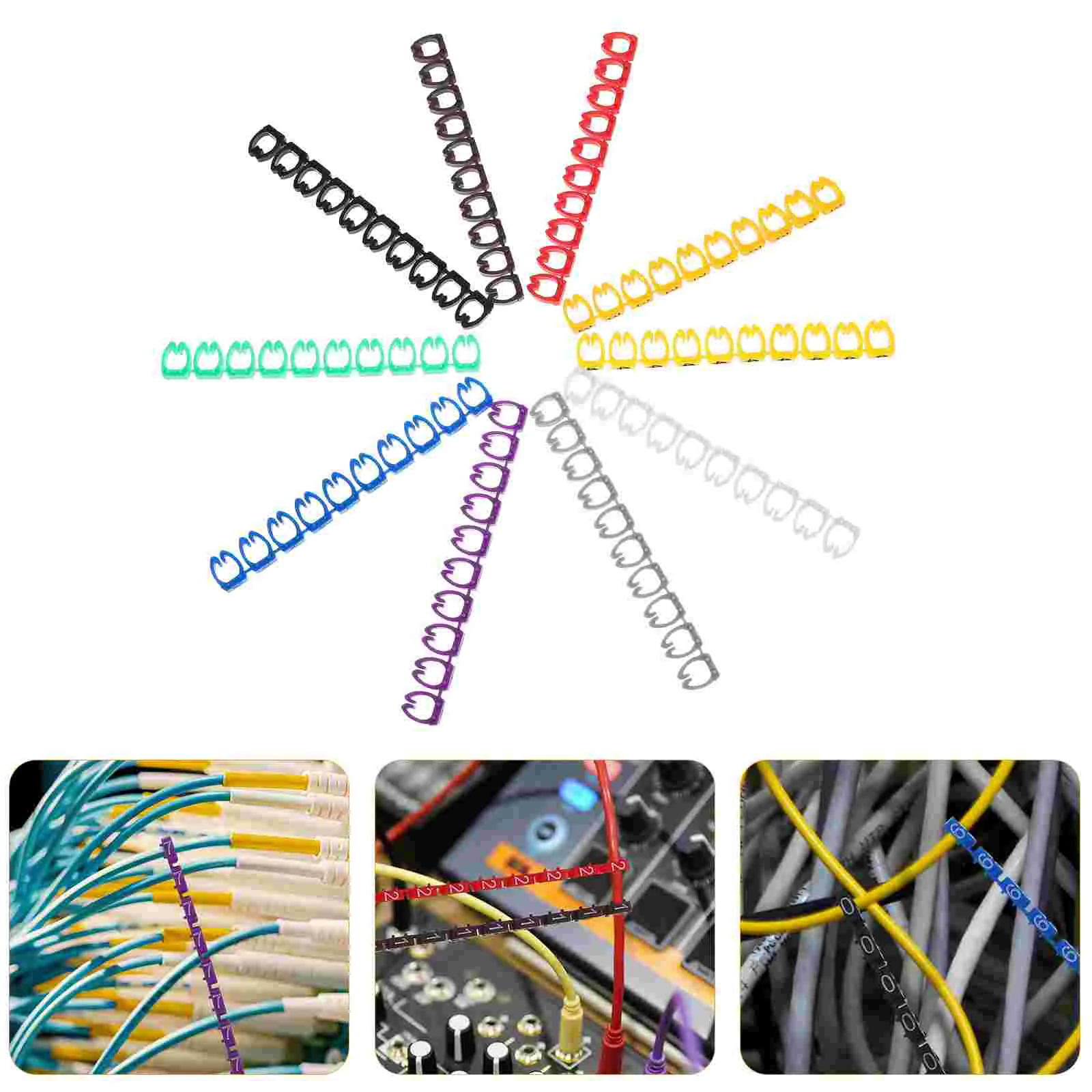 Plant Tape Number Wire Label Multicolor Cable Markers Tie Electrical Cord Management Clips Adhesive Binders