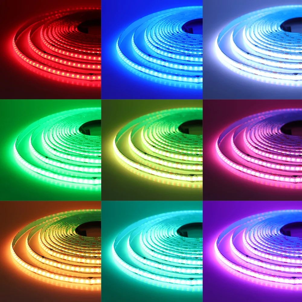 5V USB RGB COB Strip 576Leds/M Color Changing LED Strip Lights Multicolor Flexible Tape Light, for TV, Bedroom, Party DIY