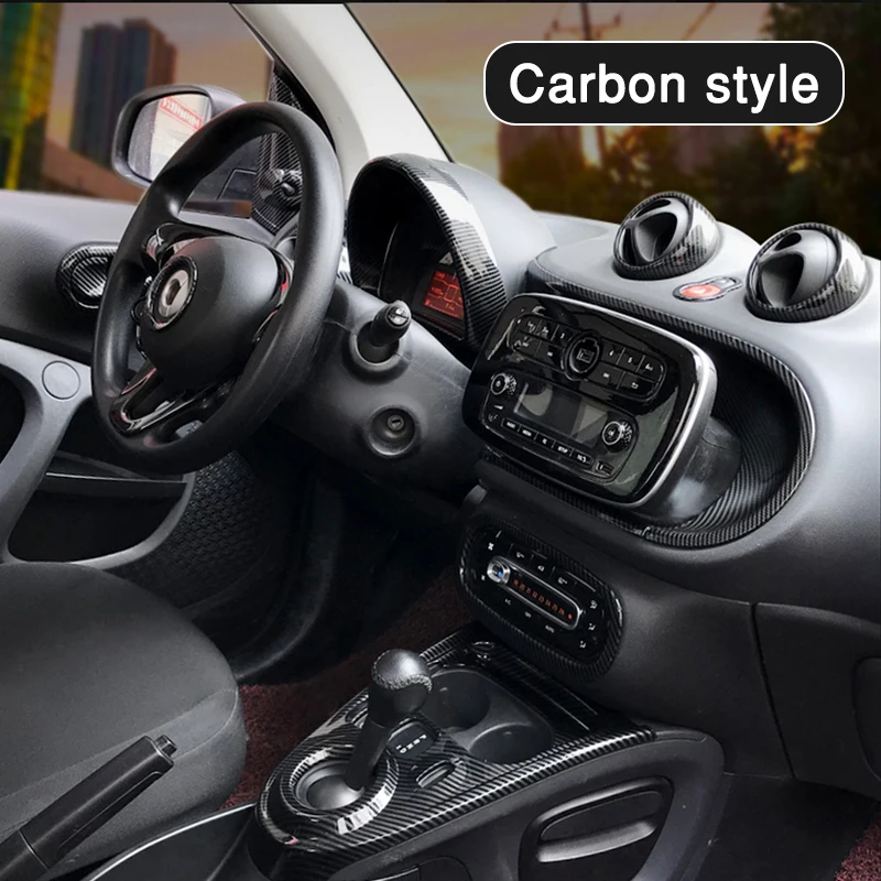 Carbon Car Interior Decoration Accessories ABS Protection Modification Sticker For Smart 453 Fortwo Forfour Car Exterior Styling view 2