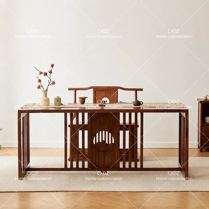 Solid Wood Tea Table and Chair Set New Chinese Style Kung Fu Tea Desk Office Furniture Coffee Table Combination