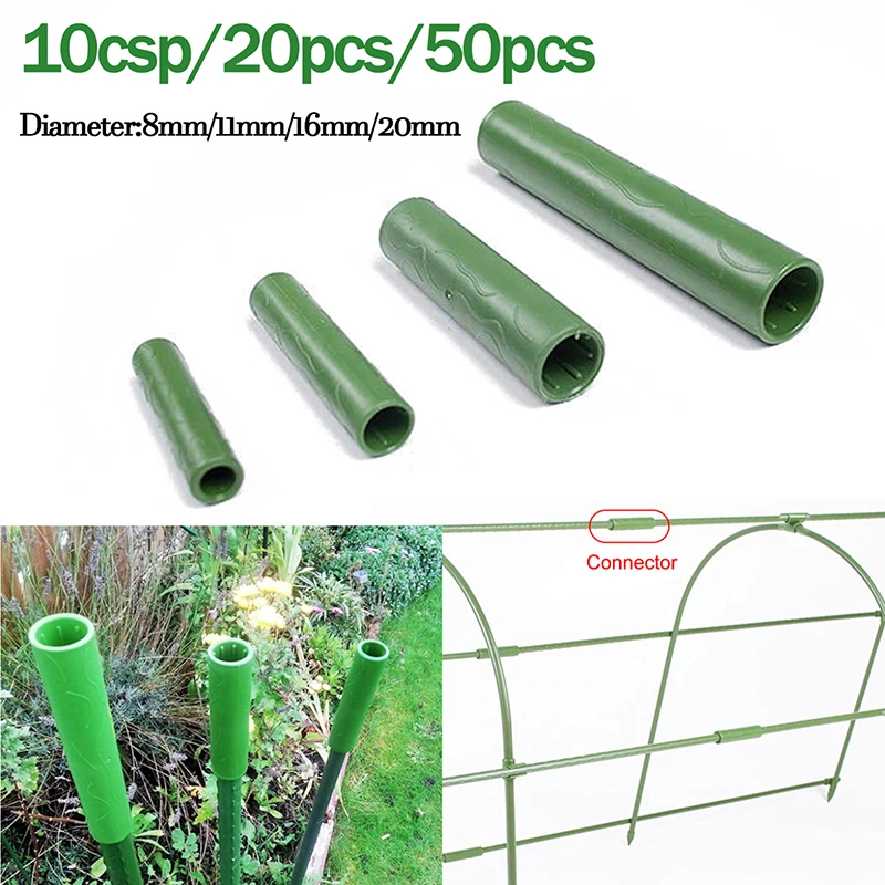 10/20/50pcs Plant Support Connectors Vines Climbing Plant Connecting Pipes 8/11/16/20mm Garden Stakes Grafting Stick Connectors