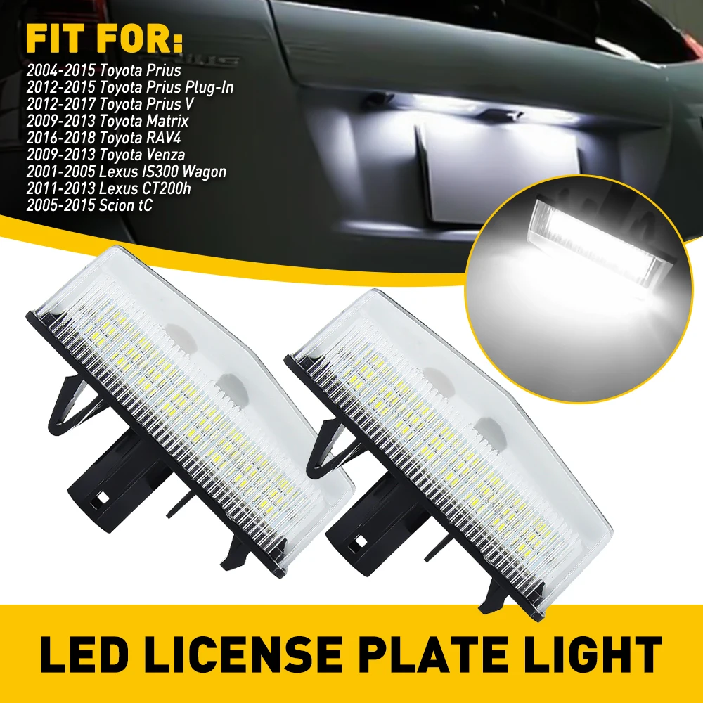 2Pcs Canbus 12V LED Number License Plate Lights for Toyota RAV4 Prius V Matrix Venza Lexus IS300 Wagon CT200h Car Lamp No Error