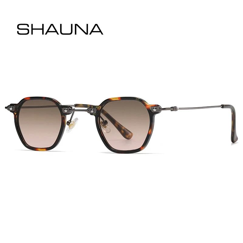 

SHAUNA Ins Popular Fashion Square Men Punk Clear Gradient Lens Sunglasses Shades UV400 Women Retro Rivets Sun Glasses