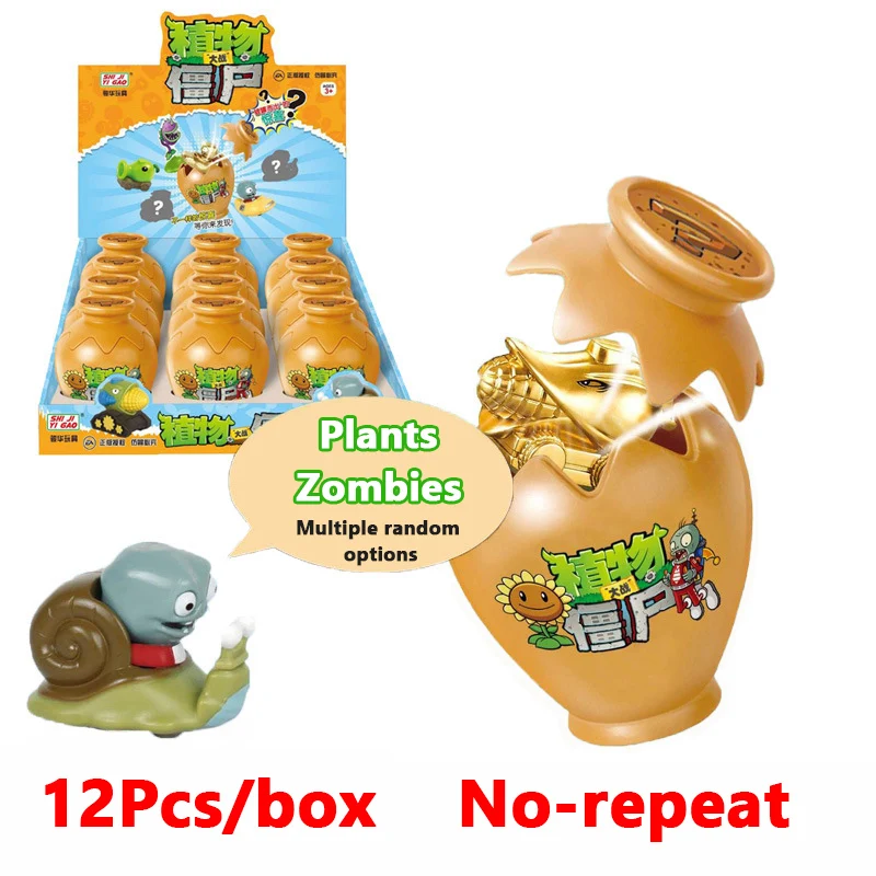 12pcs/Box Plants Vs. Zombies Clay Pots Action Figures Sunflower Peashooter Pirate Zombie Dolls Game Collectible Toys Kids Gifts