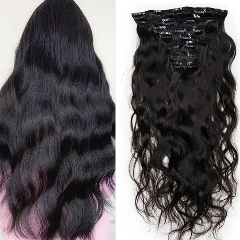 

VSR Clip In Human Hair Extensions Body Wave Black 120G 8Pcs 20Clips 60Cm European Clip in Human Hair ExtensionsFull Head