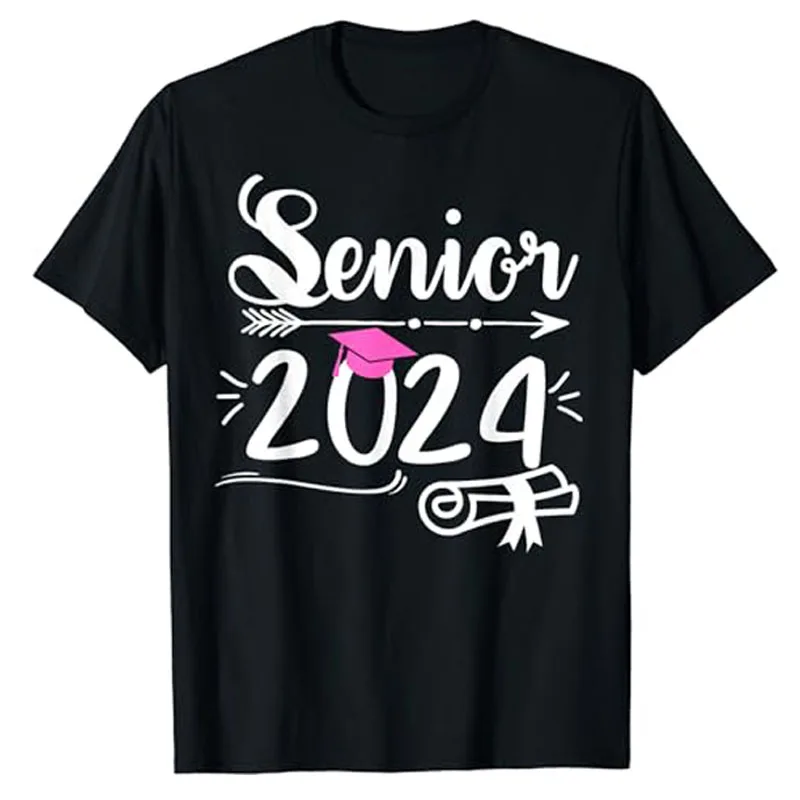 Camiseta de graduación o primer día de la escuela, camisa con letras estampadas, refranes, regalos para graduados, Top de vuelta a la escuela, clase 2024, 2024