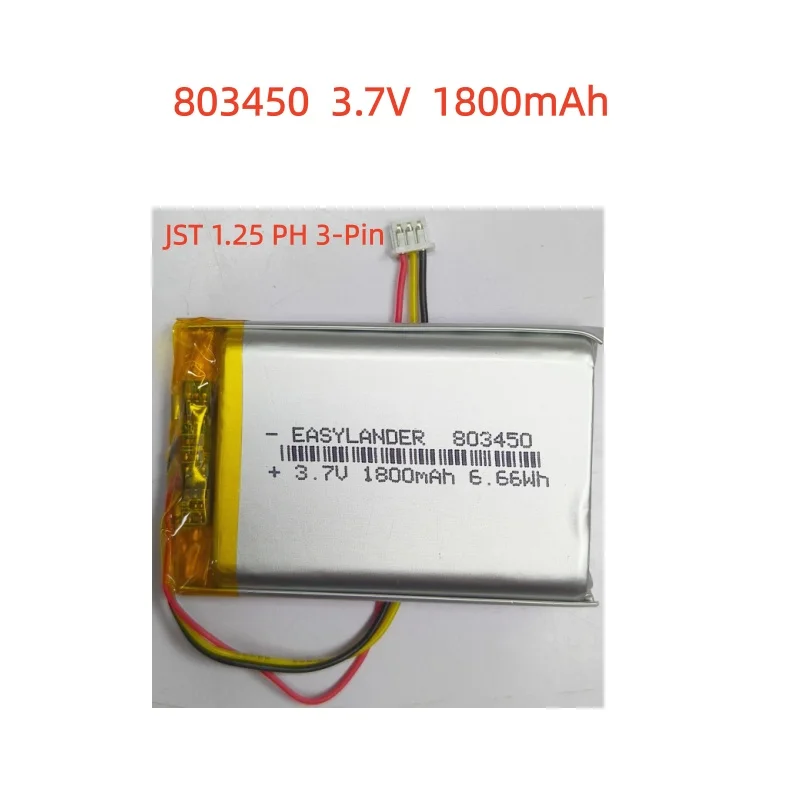 

3.7V 1800mAh 803450 Lithium Polymer Rechargeable Battery JST 1.25mm 3pin connector For GPS Corsair Void Pro