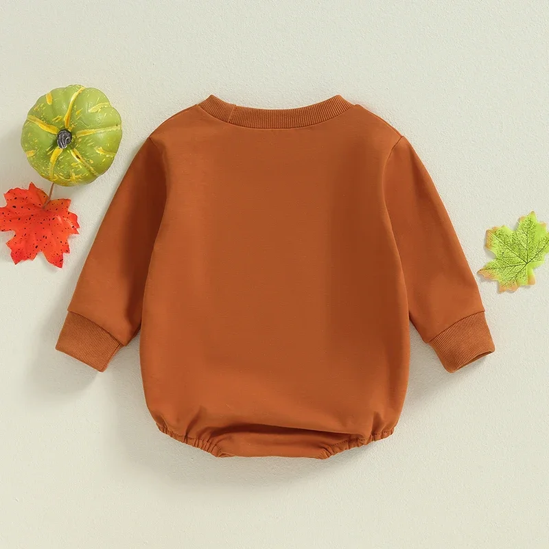 0-18 Months Baby Halloween Romper Witch Pumpkin Letter Embroidered Long Sleeve Round Neck Bodysuit Newborn Fall Clothes