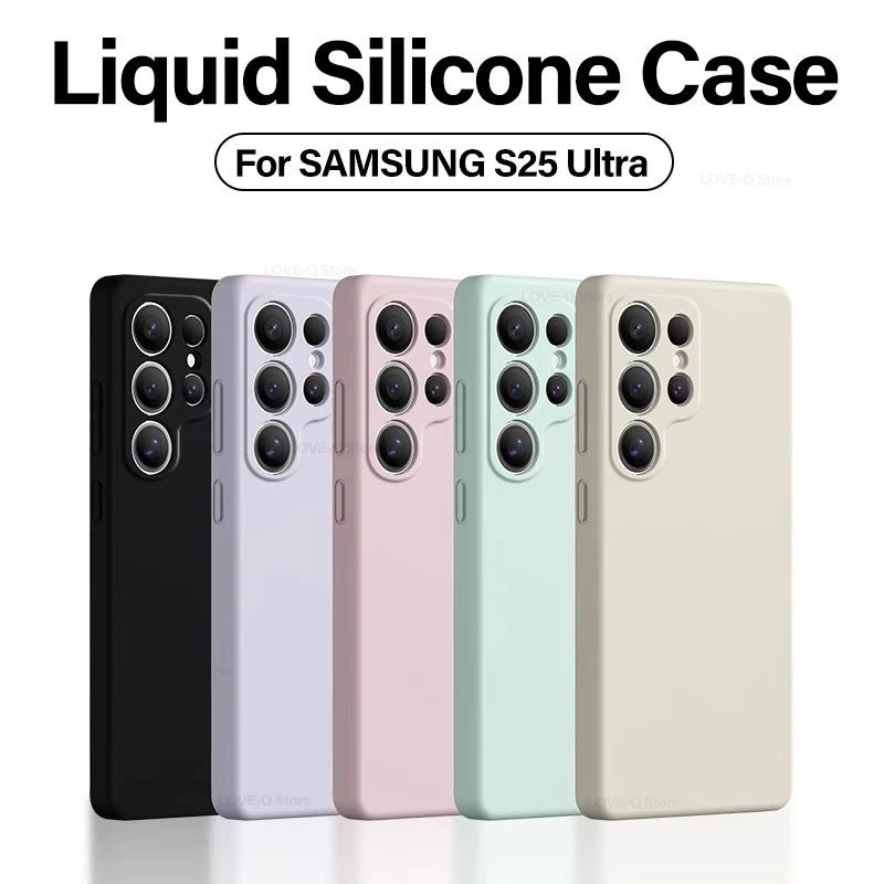Original Liquid Silicone Phone Case For Samsung Galaxy S25 S 25 S24 S23 S22 Ultra Plus S24 FE S25Ultra Soft TPU Shockproof Cover