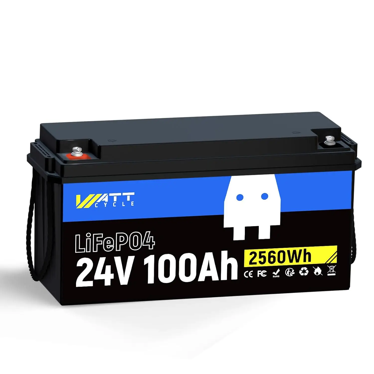 24V 100Ah LiFePO4 Battery 100A BMS 2.56kWh A+ Cells | Low-Temperature Protection with High Power Output, Ideal for RVs,, Custom