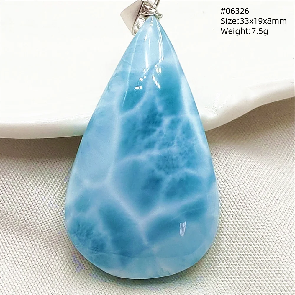 Natural Blue Larimar Pendant Women Men 22*27.4mm Water Pattern 18K Gold Crystal Love Necklace From Dominia AAAAAAA