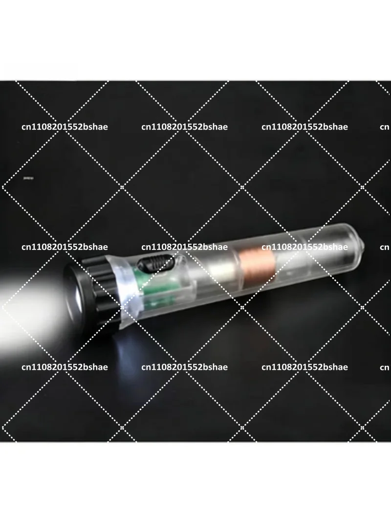 Emergency Hand Crank Flashlight Self Charging with Magnet No Battery Needed Transparent