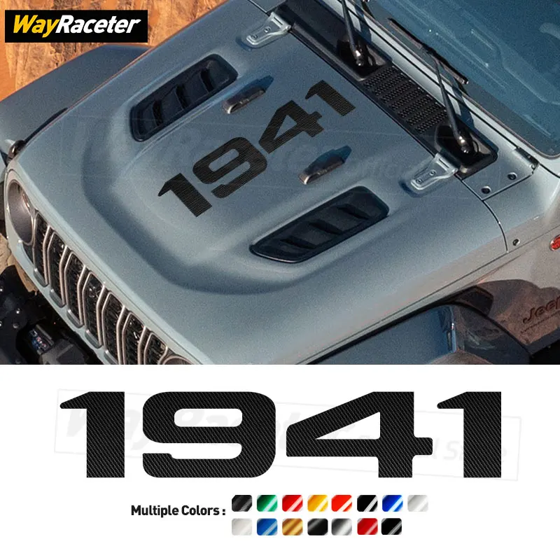 Motorabdeckung Kohlefaser-Vinyl-Aufkleber, Haubenaufkleber für Jeep Wrangler JL Rubicon Unlimited Sport Willy 1941 2024 2025, Zubehör