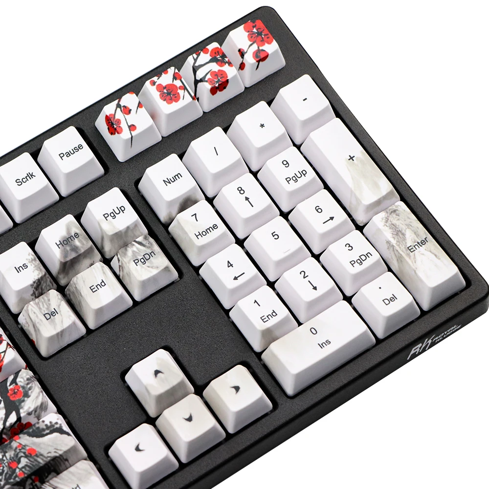 Only sales Keycap Novelty dye sub Plum Blossom OEM Profile Keycaps For 61/64/68/108 Mechanical Keyboard Caps Russian Japanese