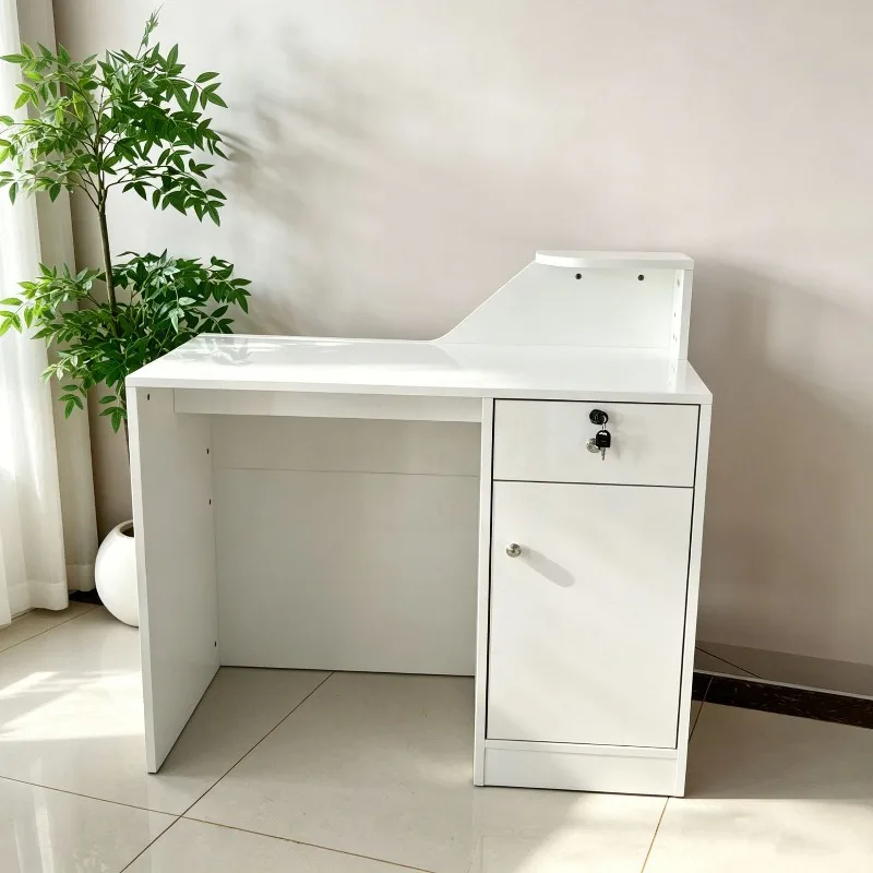 Modern minimalist office front desk reception desk, small cashier bar counter, multi-scenario general company reception desk