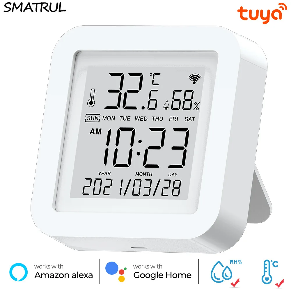 

WIFI Wireless Temperature Humidity Sensor Indoor USB Power Electronic Wet Dry Thermometer Tuya Intelligent Digital Display