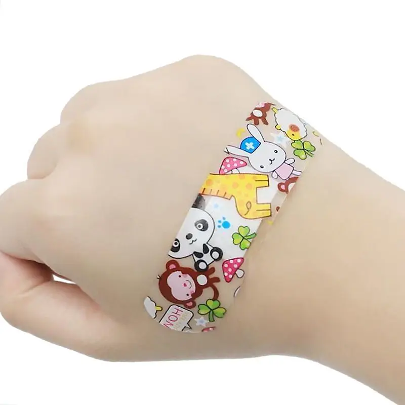 120pcs Cartoon Band Aids Cute Waterproof Breathable Hand Protection Wound Aids Transparent Anti Wear Feet Plaster