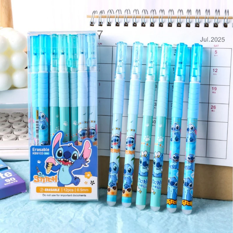 

48 шт./лот Kawaii Disney Stitch стираемая гелевая ручка милые 0,5 мм синие чернила ручки для подписи рекламный подарок школьные принадлежности