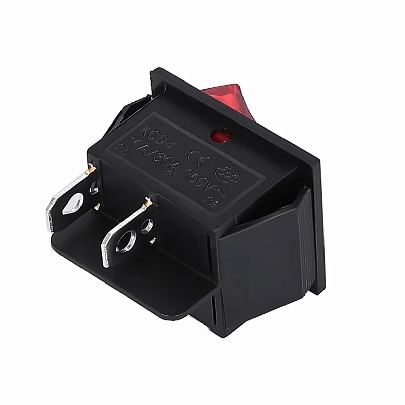 5pcs 2 Position Red Light Rocker Switch 16A/250V KCD4-20 4 Pin ON/OFF Toggle Switches 35 x 25.5 x 10mm