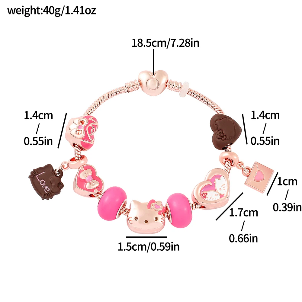 Kawaii Sanrio Bedels Armband Schattige Hello Kitty Diy Armband Kt Kat Liefde Hart Kralen Armband Voor Vriendin Accessoires Geschenken