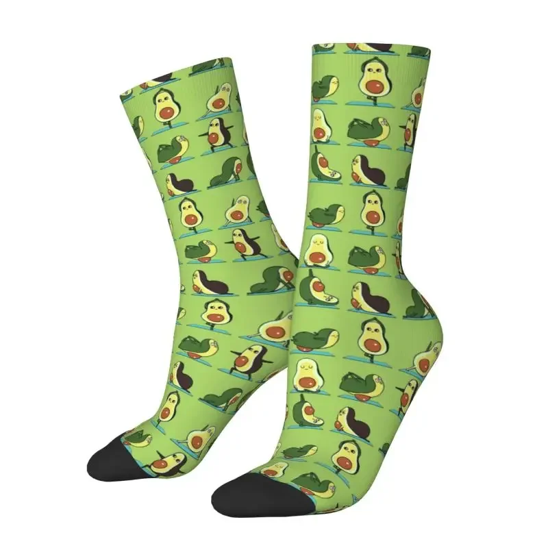 Avocado Yoga Dress Socks for Men Women Warm Funny Novelty Guacamole Vegan Lover Anti Crew Socks