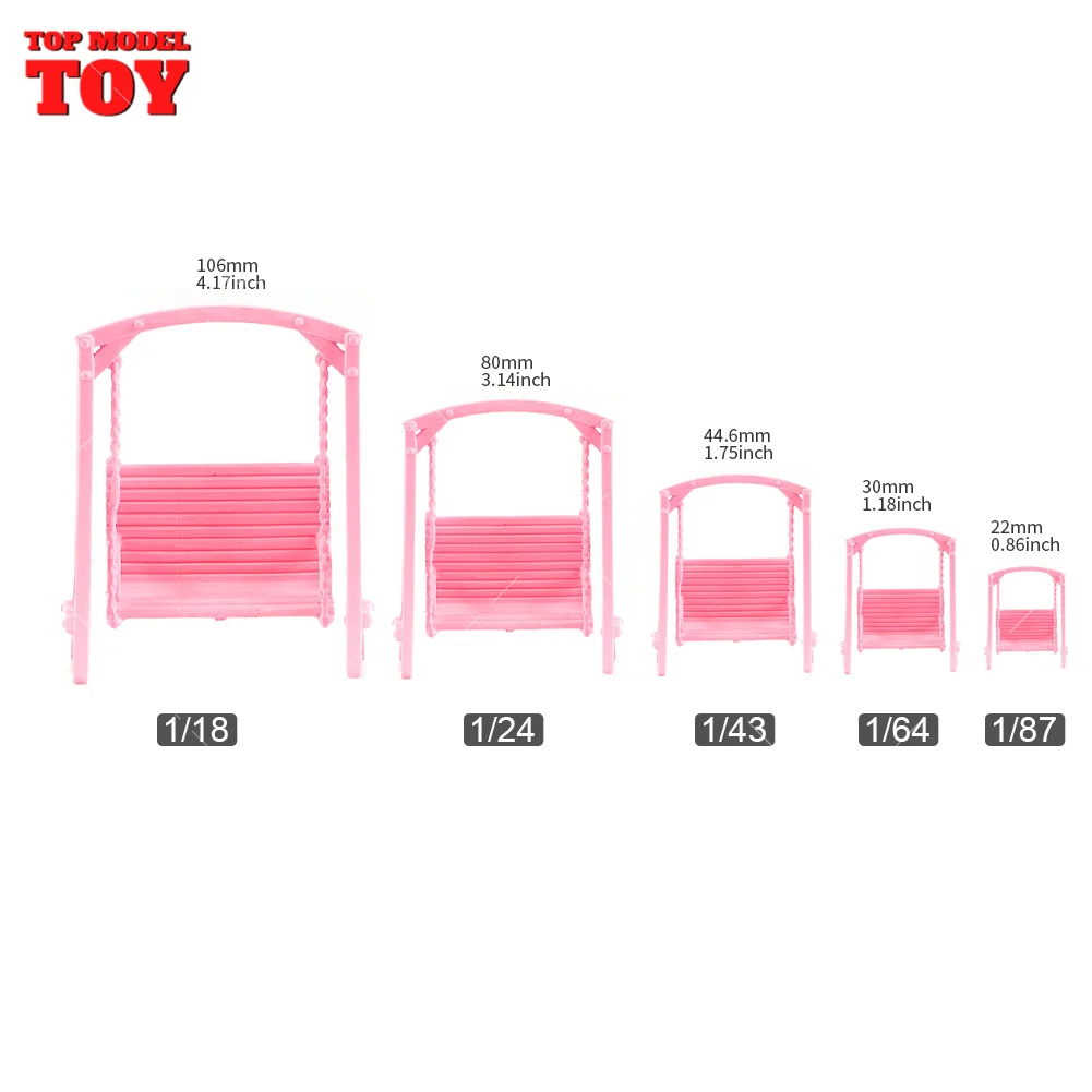 Painted Miniatures 1/18 1/24 1/64 1/43 1/87 Pink Swing with BackrestScene Figure Doll Accessory Unpainted Model For Car Vehicles