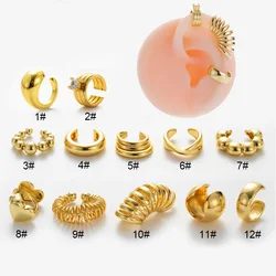 1PC New Vintage Gold Color Leaves Ear Cuff Non-Piercing Fake Cartilage Clip Earrings For Women Men Creative Trend Jewelry