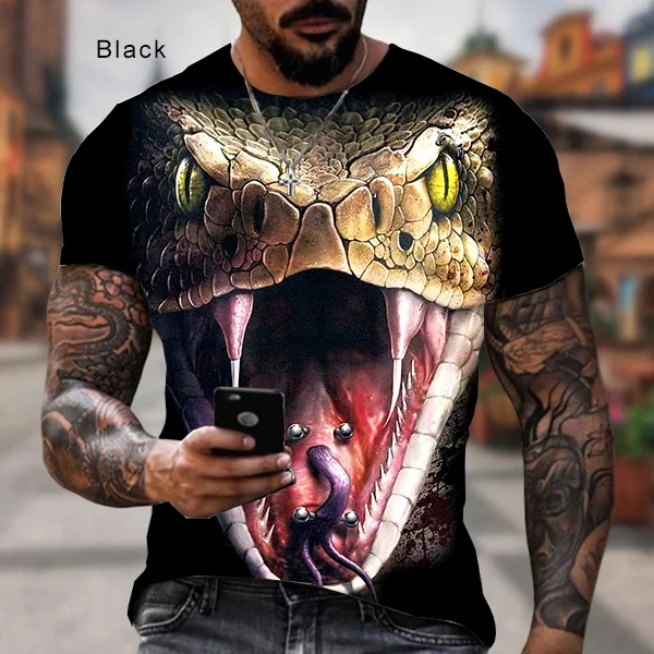 Newest Men and Women Fashion 3d Printed Snake T-shirt Personality Creative T-shirt Tops