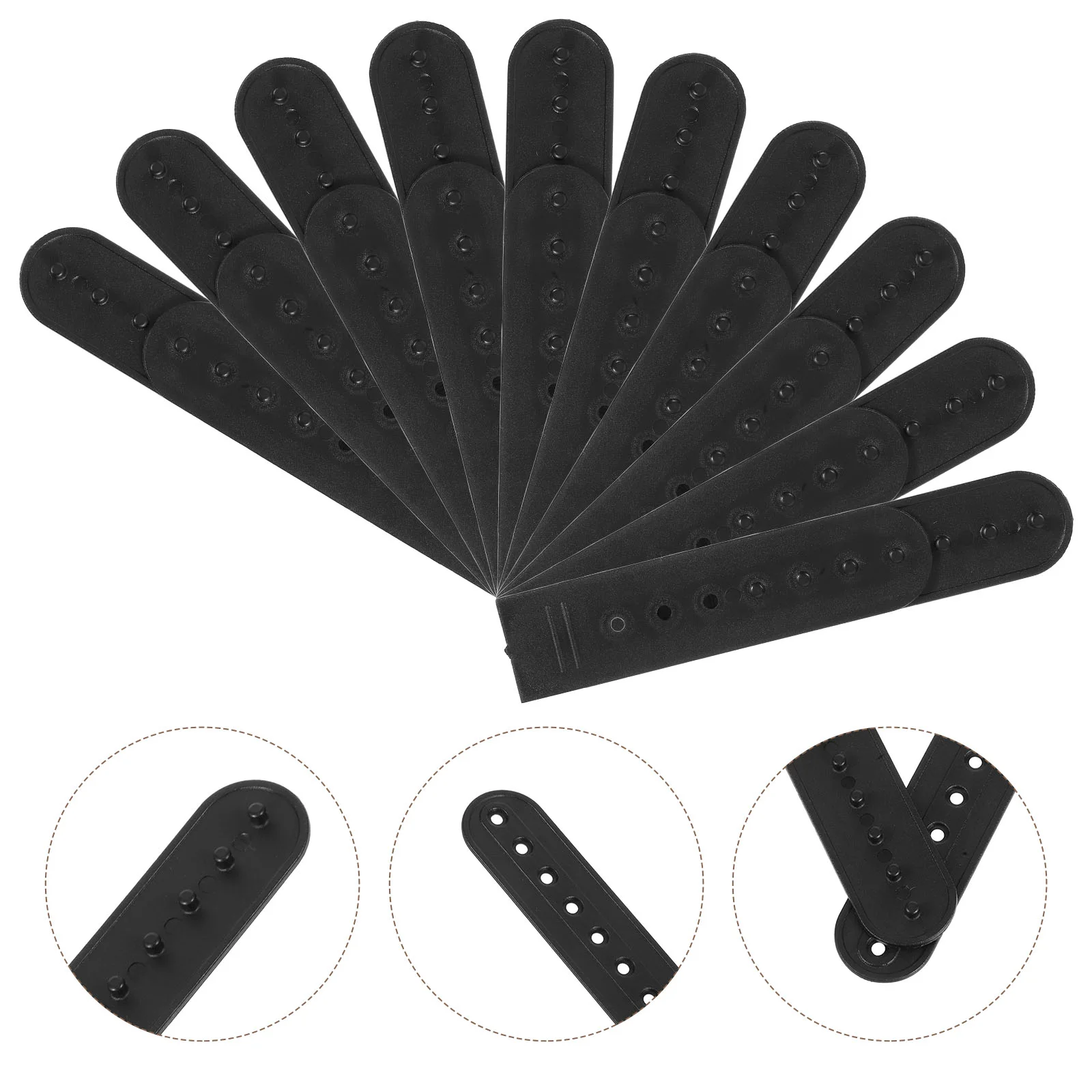 20 Pcs Hat Buckle Replacement Snap Back Extension Extender Snapback Straps Cap Size Black Clip Hard Accessories