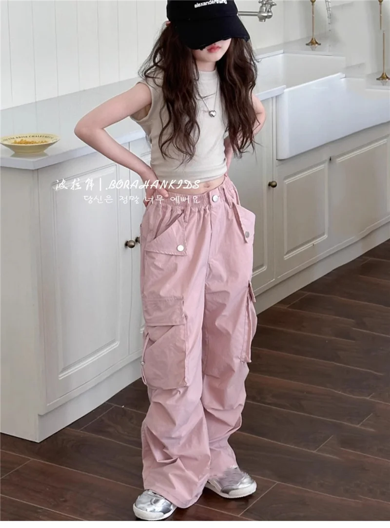Girls Pants Spring Kids Hip Hop Pants Summer Children\'s Streetwear Casual Trousers Autumn Fashion Teen Large Size Sweatpants