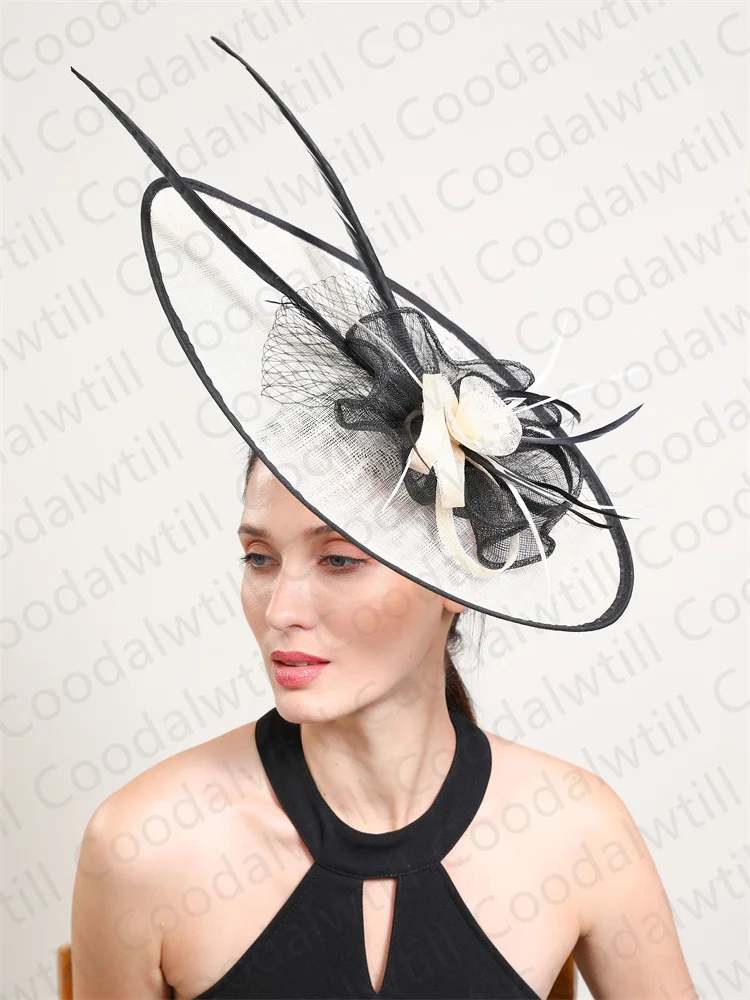 Elegant Large Fascinators For Women Wedding Elegant Party Chapeau Hat Femme Derby Kentucky  Pillbox Cap Hair Clip For Millinery