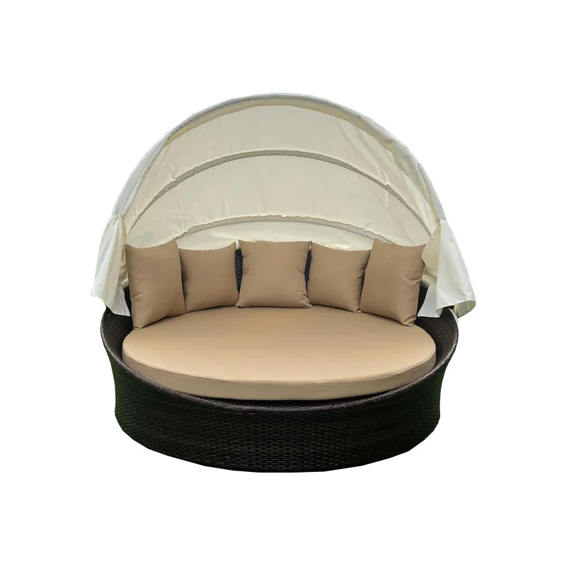 

Outdoor leisure bed recliner patio rattan sofa open-air beach scenic pool terrace round bed