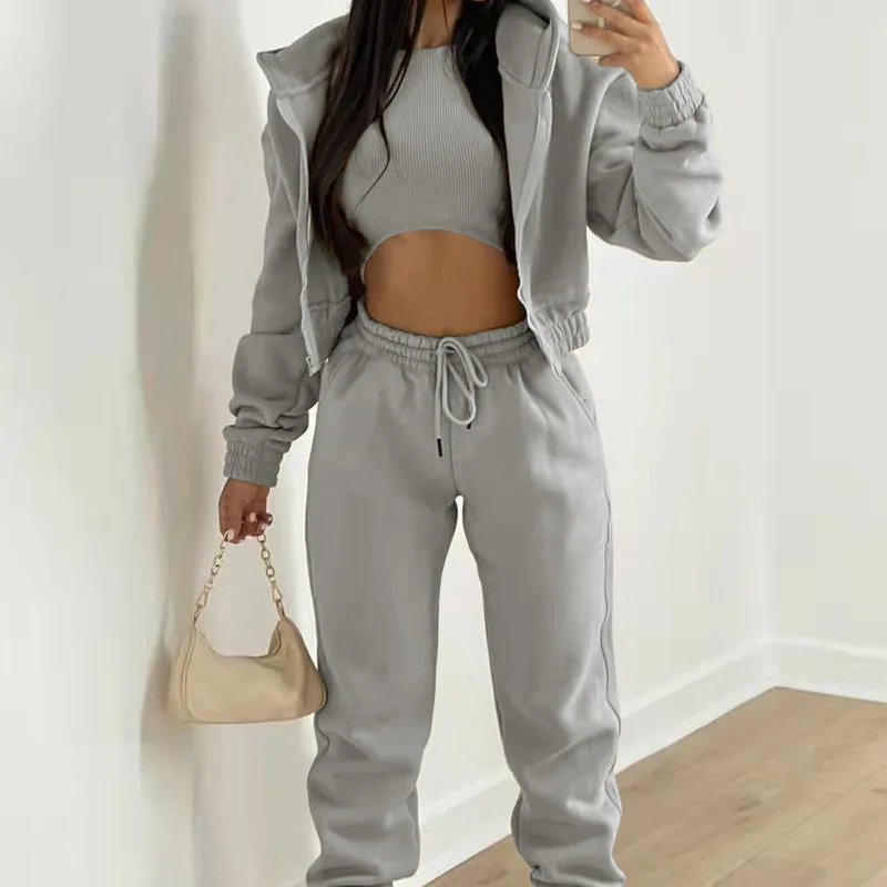 2024 autumn new women plus fleece hoodie hooded sports fashion leisure suit