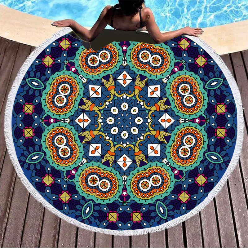 Towel spa bath towels for the body Microfiber bath robes for women shower geometric round compressed print microfiber fabric