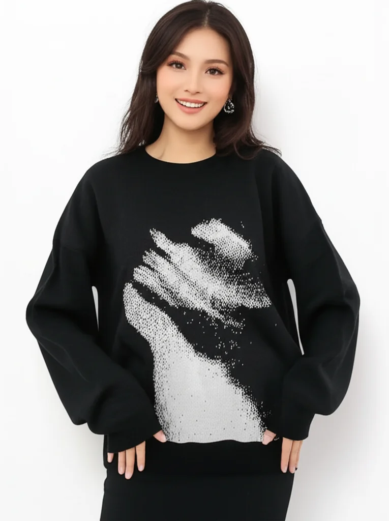 

Autumn Winter Long Sleeve Women Neck High Resilience Streetwear Multi style Graphic Y2K Style Fashion Sweater Knitted Pullovers