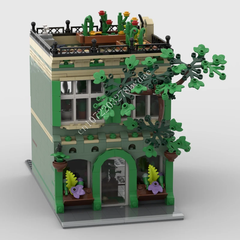 ชุดตัวต่อ MOC ร้านขายต้นไม้ 1098 ชิ้น แบบจำลองถนน ชุดตัวต่อสร้างสรรค์ ของเล่นประกอบเอง ของขวัญวันคริสต์มาส วันเกิด สำหรับเด็กทุกวัย