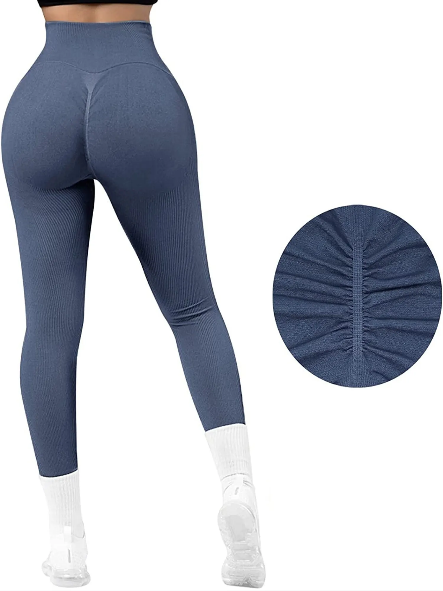 Ribbed Leggings Women Seamless High Waist Sexy Push Up Butt Yoga Pants Gym Fitness Legging Tummy Control Workout Running Tights