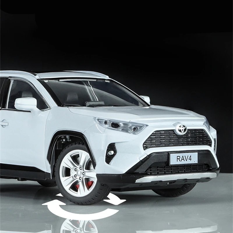 1:24 Toyotas RAV4 SUV Alloy Car Model Diecasts Metal Toy Vehicles Car Model Sound and Light Simulation Collection Childrens Gift