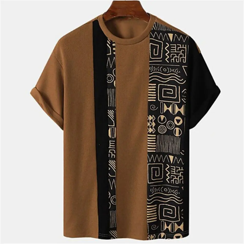 Vintage Men\'s T-Shirts Summer Tops Men\'s Indian Graphic Ethnic Clothing O-Neck Oversized Apparel 2023 Man Tees Casual Shirts New