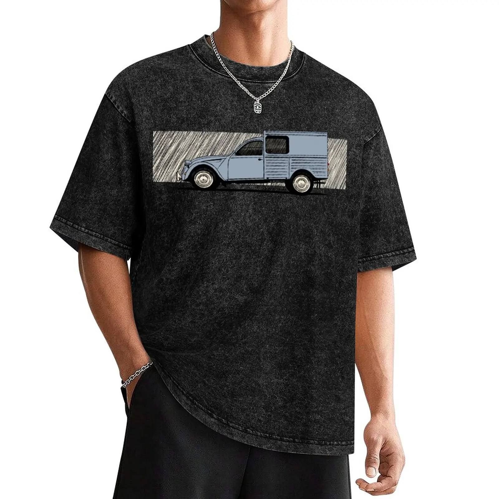 

My drawing of the classic French van T-Shirt blue archive plus sizes oversizeds mens graphic t-shirts hip hop