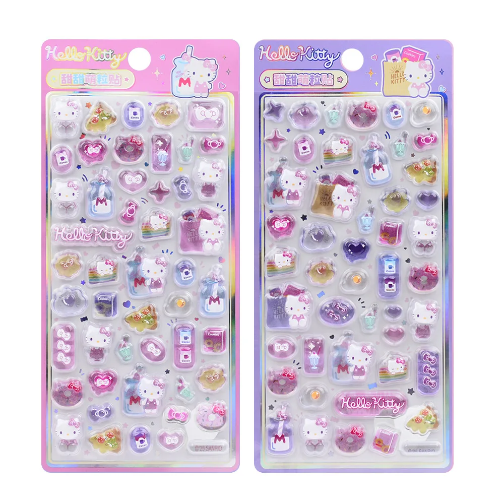 New Hellokitty Kuromi Melody Stickers Anime 3D Jelly Sticker Toys DIY Crystal Decorative Stickers Decorative Sticker Kids Toy